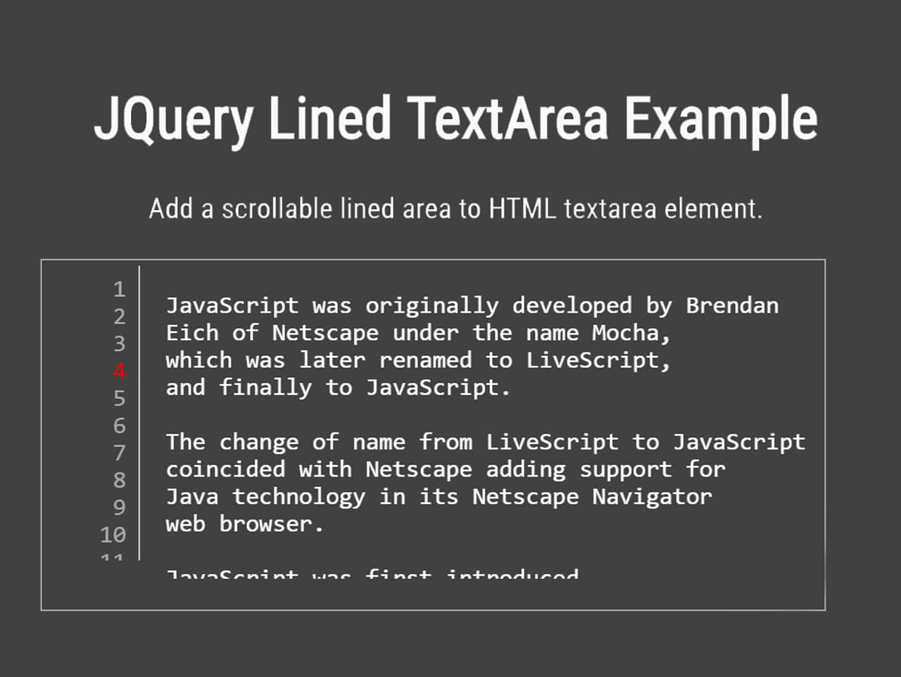 Html Textarea With Lines