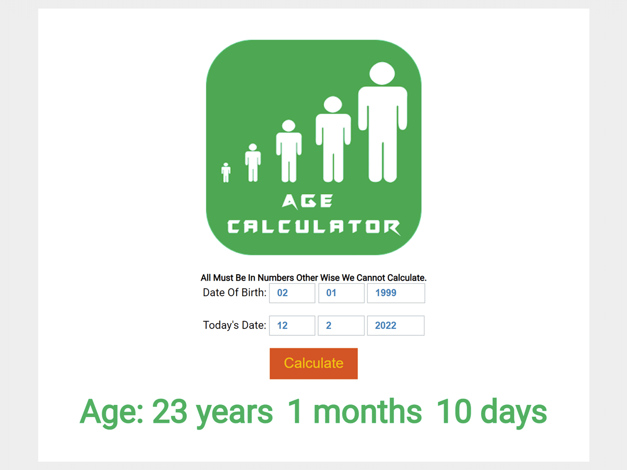 JavaScript Calculate Age In Years Months Days CodeHim