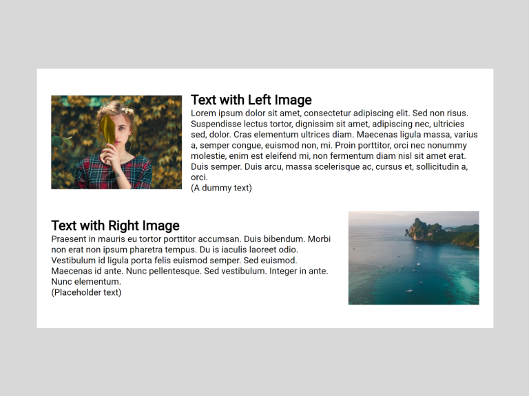 image and text side by side html css responsive