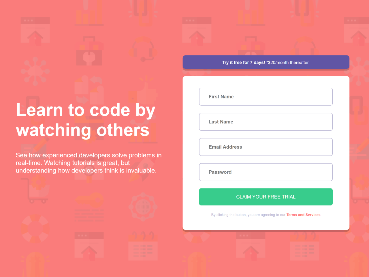 Free Trial Sign Up Page Template — CodeHim