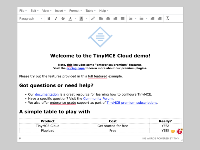 Full-featured Text Editor Using TinyMCE Editor — CodeHim